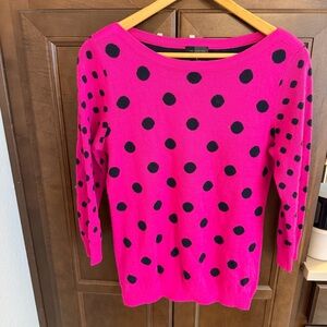 The Limited Fuchsia and Navy Polka Dot Sweater